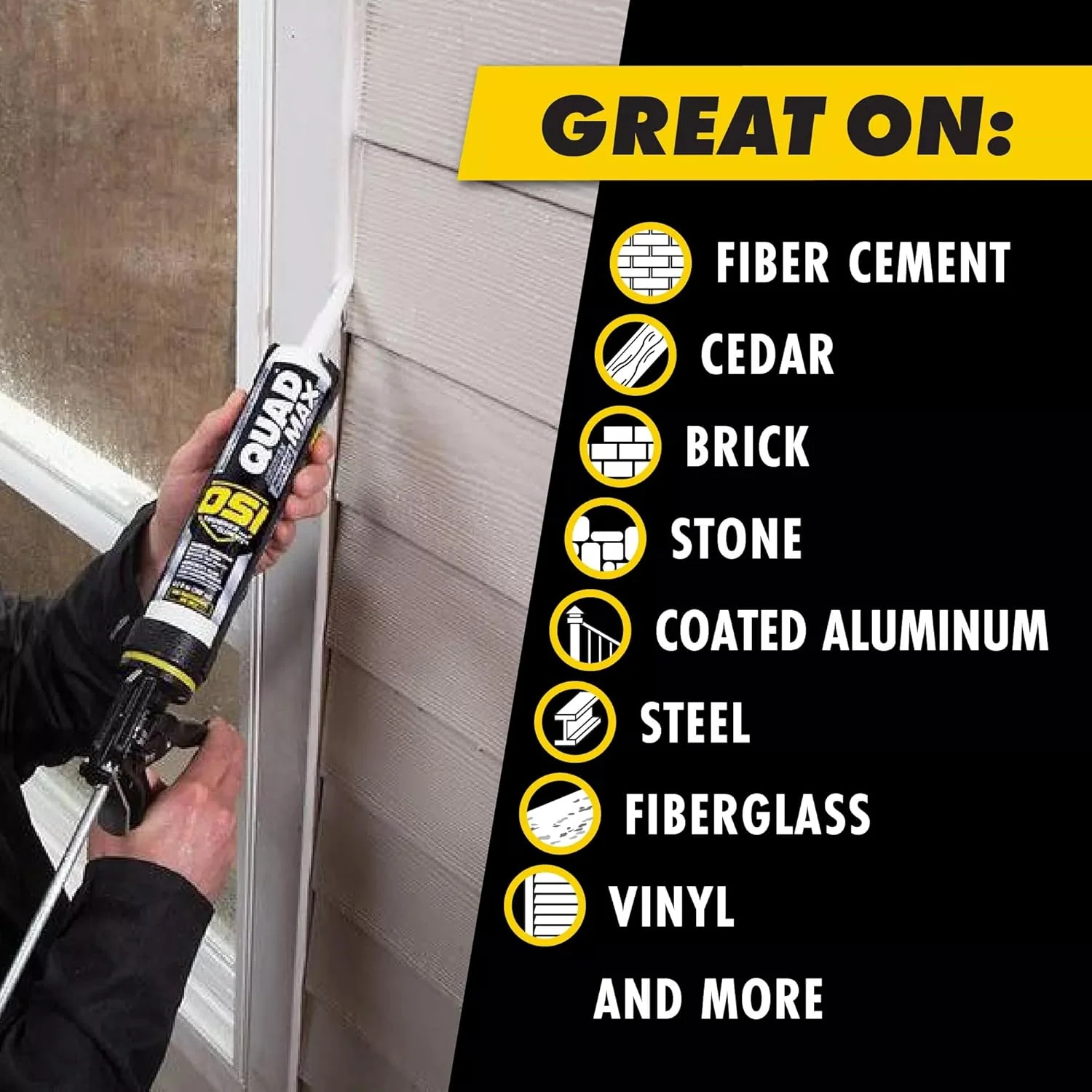 OSI 2445634 Quad Max Window, Door and Siding Sealant, Clear, 9.5 fl oz Cartridge (Pack of 12) - Image 4
