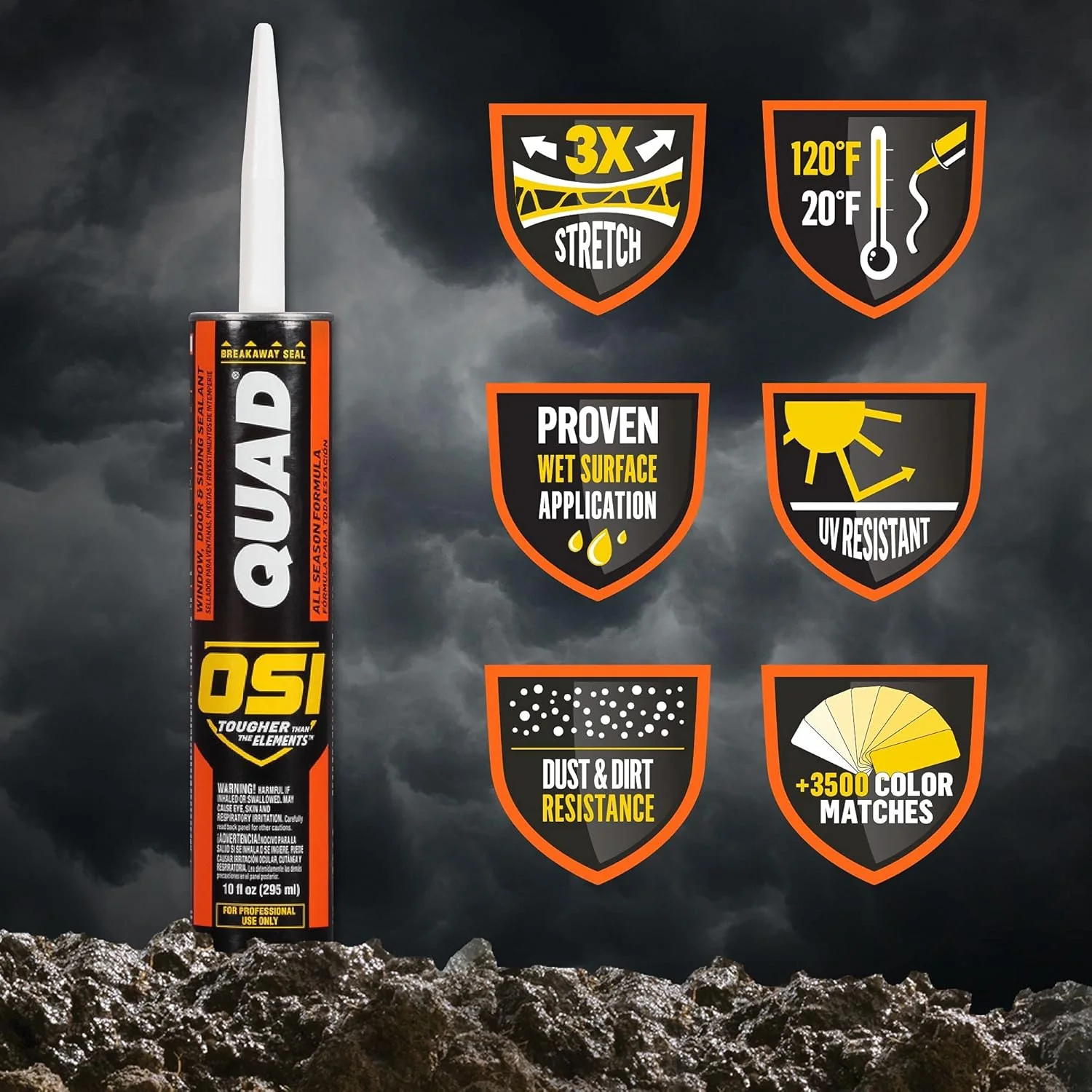 OSI Quad Window, Door and Siding Sealant Gray 513, 10 fl oz, Cartridge - Image 4