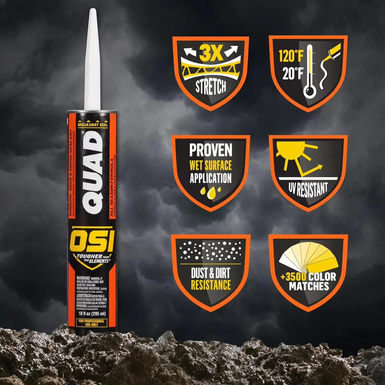 OSI 1637251 Quad Window, Door and Siding Sealant Gray 517, 10 fl oz, Cartridge - Image 4