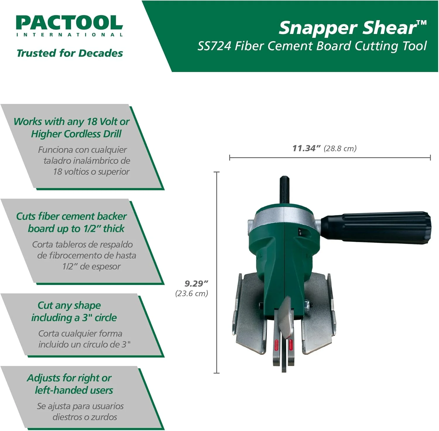 PacTool SS724 Snapper Shear Pro - Cutting Tool for Fiber Cement Board - Power Shears Professional Power Tools - Image 3