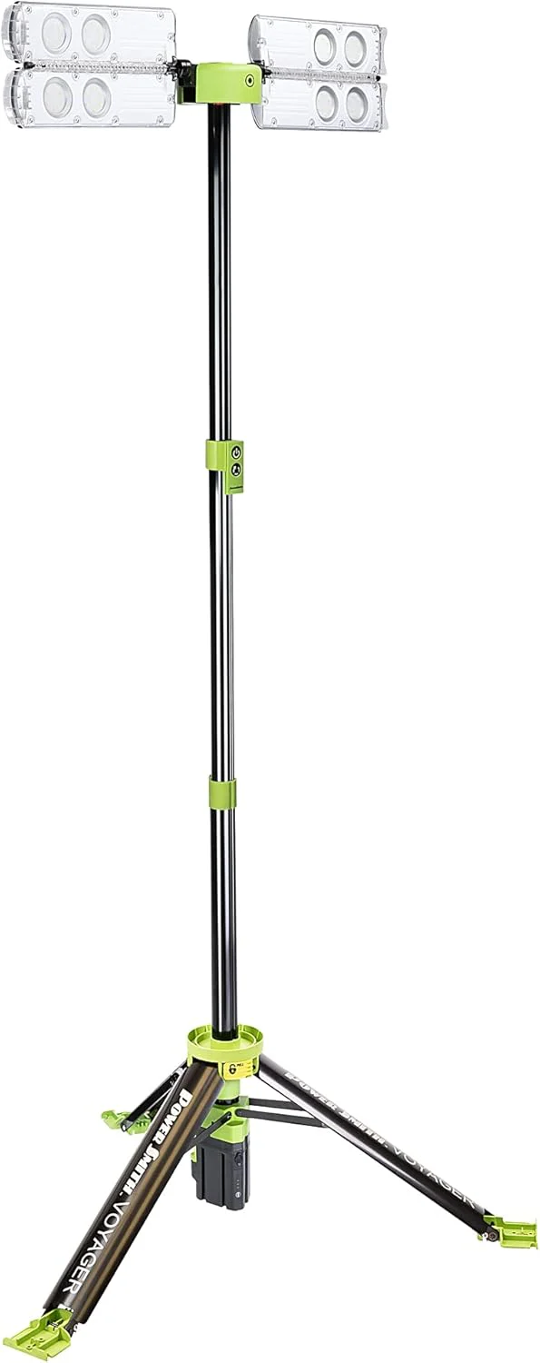 PowerSmith Voyager PVLR8000A 8000 Lumen Collapsible Cordless Tripod LED Work Light with Battery, Charger & Carry Bag Included. Optional 3-Way Power, Remote Control , Black - Image 2