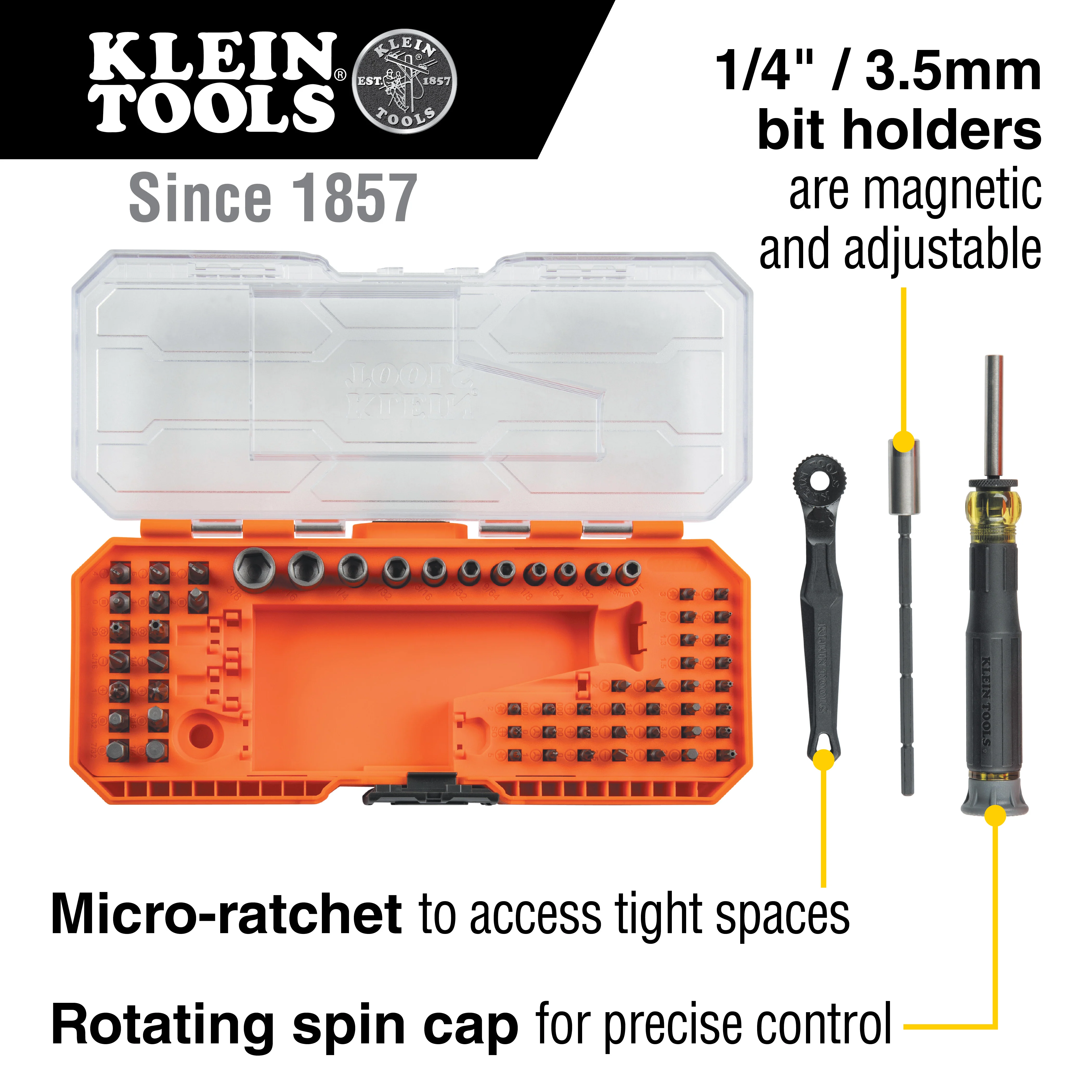 Klein Tools 32787 Precision Ratchet & Driver System 64-Piece - Image 2
