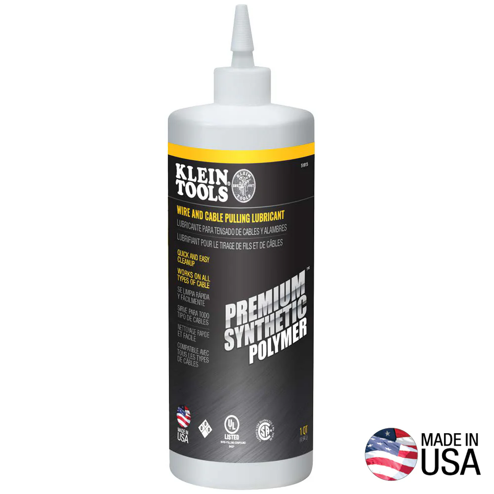 Klein Tools 51015 Premium Synthetic Polymer Wire and Cable Pulling Lubricant, 1-Quart Squeeze Bottle