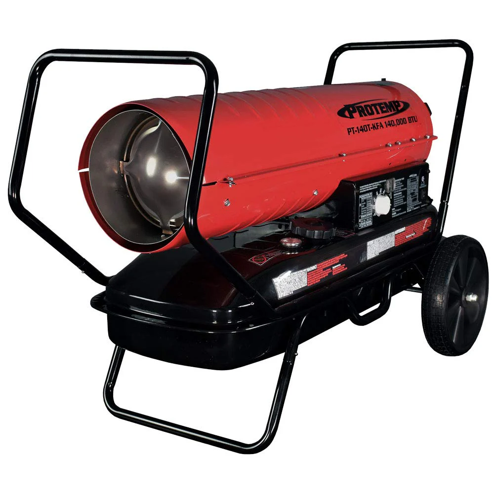 ProTemp PT-140T-KFA 140,000 BTU Kerosene/Diesel Forced Air Torpedo Heater, For Warehouses, Construction, and Workshops
