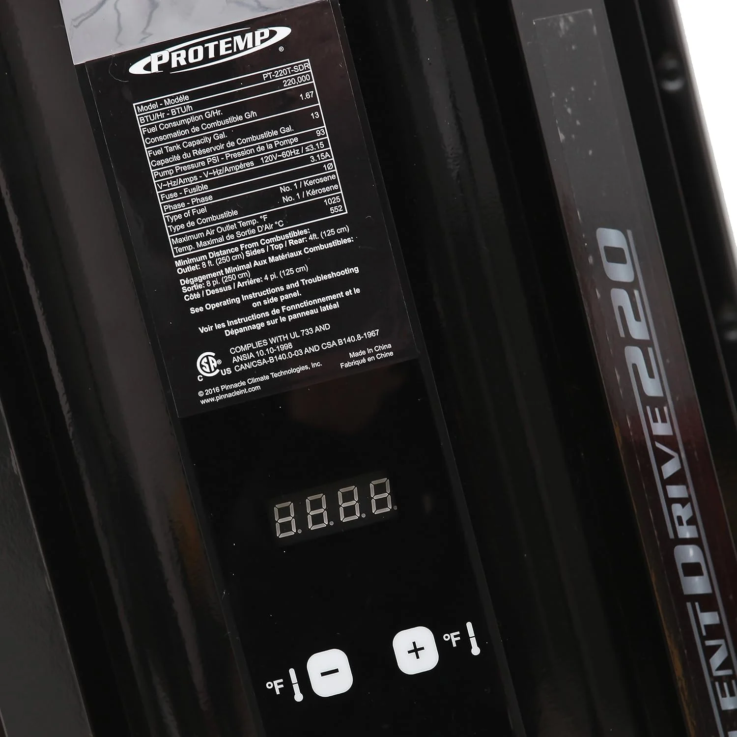 Protemp PT-220T-SDR 220,000 BTU Kerosene/Diesel Forced Air Heater With Thermostat - Image 2