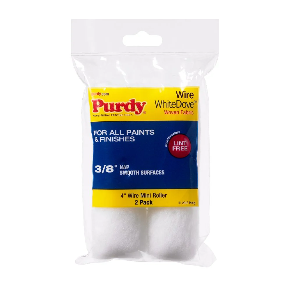 Purdy 140606042 - 4" Wire Mini Roller Replacements (2-Pack) 3/8" Nap Dove One Size
