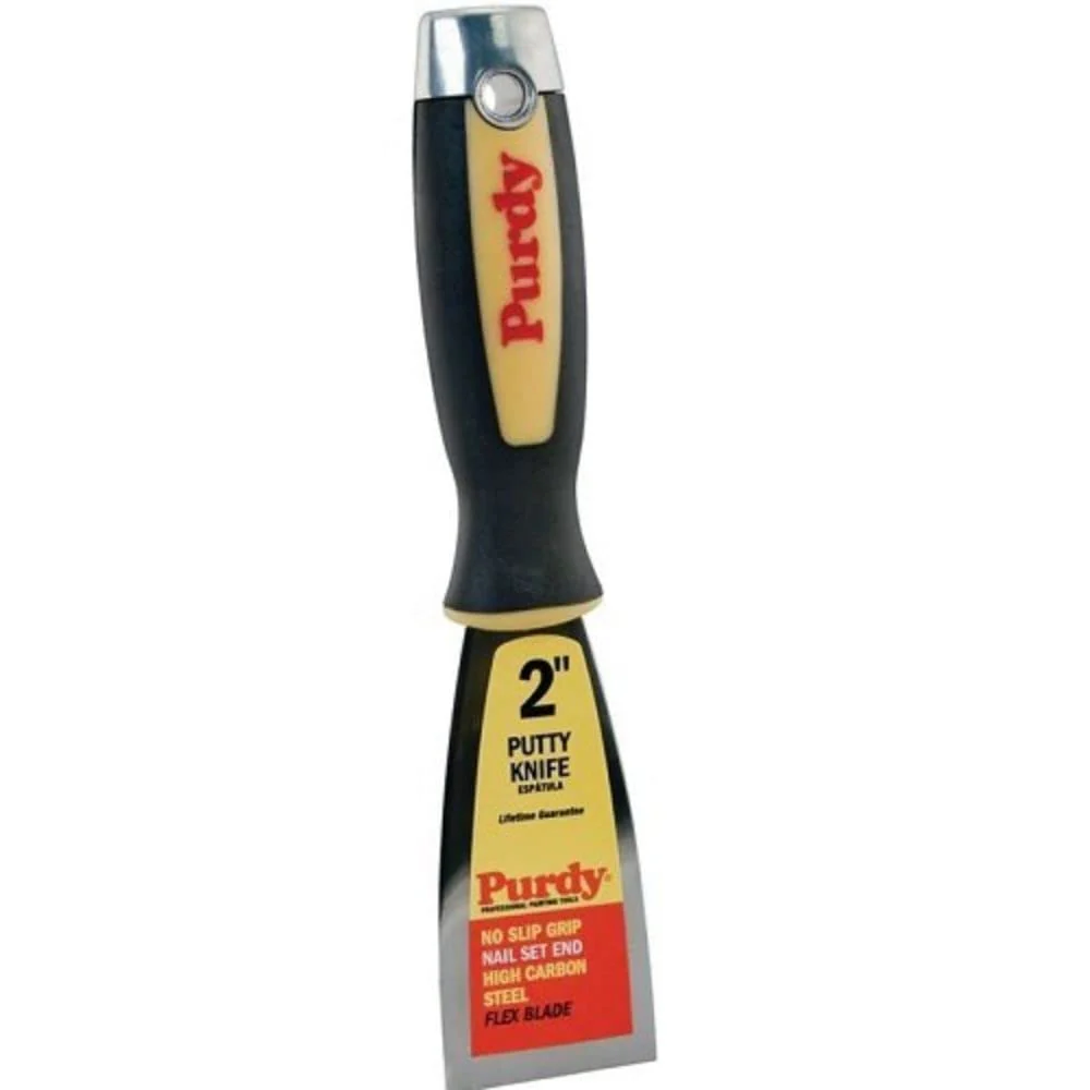 Purdy 14A900020 Putty Knife, 2" Stainless Steel Blade, Rubber Cushion-Grip Handle