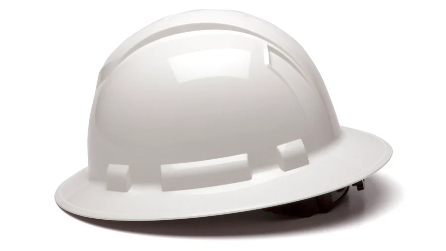 Pyramex Ridgeline Full Brim Hard Hat, 4-Point Ratchet Suspension, White - Image 3