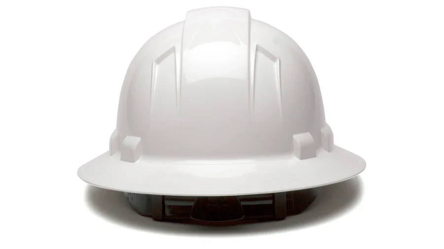 Pyramex Ridgeline Full Brim Hard Hat, 4-Point Ratchet Suspension, White - Image 4