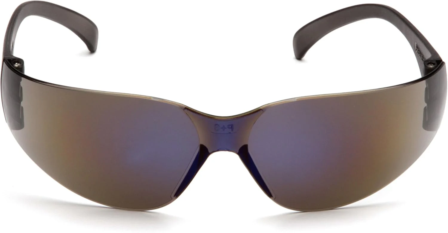 Pyramex S4175S Intruder Safety Eyewear Clear Frame Full Foam Padding Clear Anti-Fog Lens Standard Blue Mirror Lens/Blue Mirror Frame - Image 3