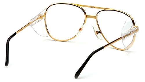 Pyramex Pathfinder Aviator Safety Glasses with Gold Frame and Clear Lens - Image 3