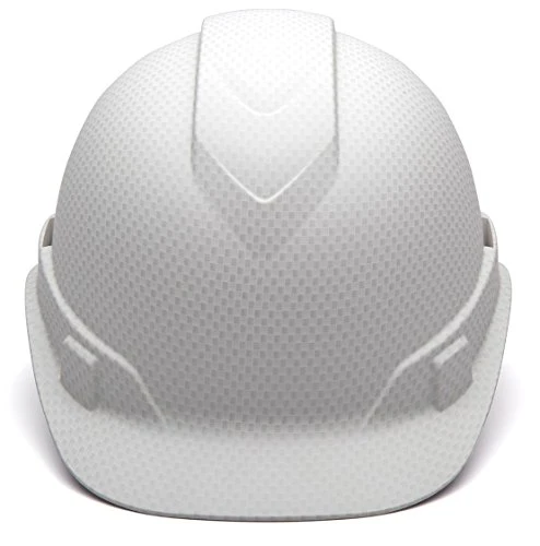 Pyramex Ridgeline Cap Style Hard Hat, 4-Point Ratchet Suspension, Matte White Graphite Pattern - Image 2