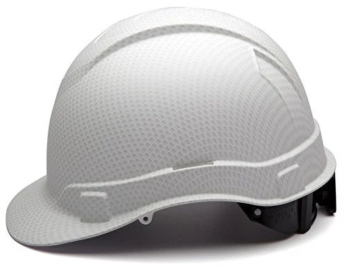 Pyramex Ridgeline Cap Style Hard Hat, 4-Point Ratchet Suspension, Matte White Graphite Pattern - Image 3