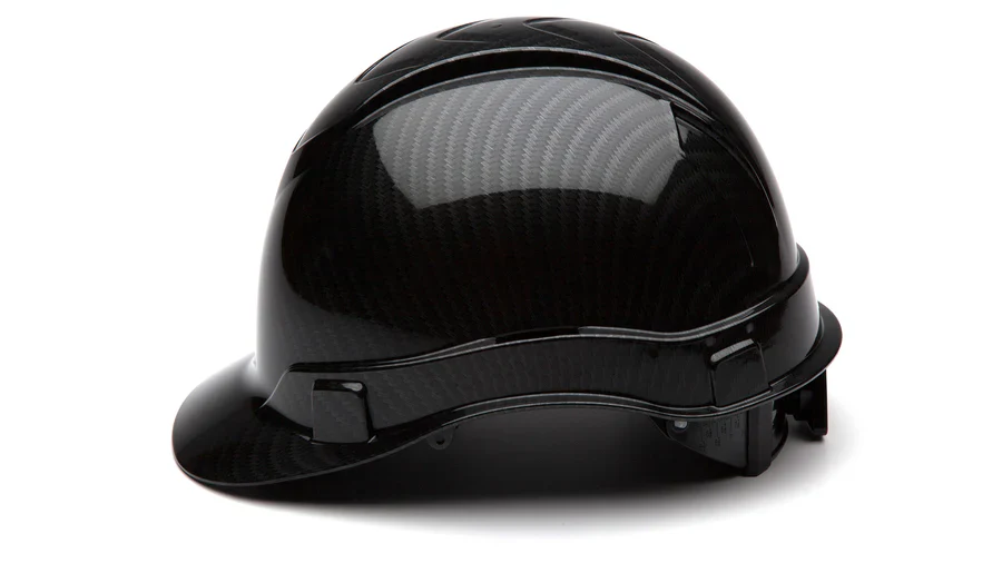 Pyramex Ridgeline Cap Style Hard Hat, 4-Point Ratchet Suspension, Shiny Black Graphite Pattern - Image 3