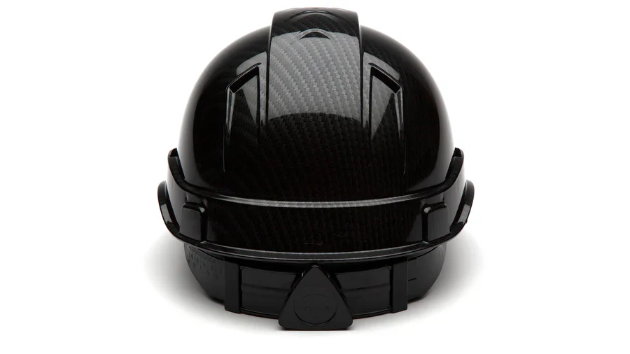 Pyramex Ridgeline Cap Style Hard Hat, 4-Point Ratchet Suspension, Shiny Black Graphite Pattern - Image 4