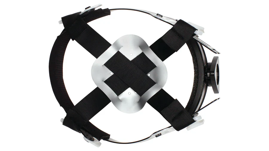 Pyramex Ridgeline Cap Style Hard Hat, Vented, 4-Point Ratchet Suspension, Shiny White Graphite Pattern - Image 5