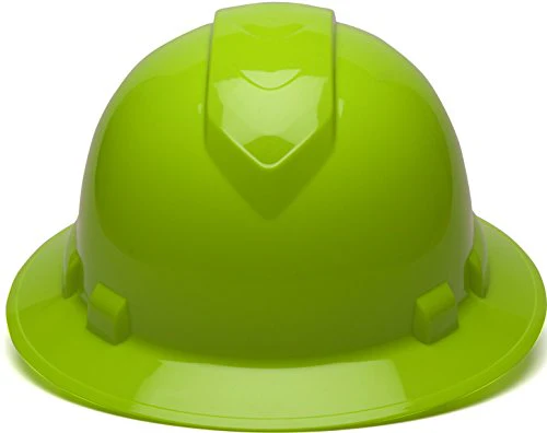 Pyramex Ridgeline Full Brim Hard Hat 4-Point Ratchet Suspension (Hi-Vis Lime) - Image 2