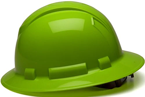 Pyramex Ridgeline Full Brim Hard Hat 4-Point Ratchet Suspension (Hi-Vis Lime) - Image 3