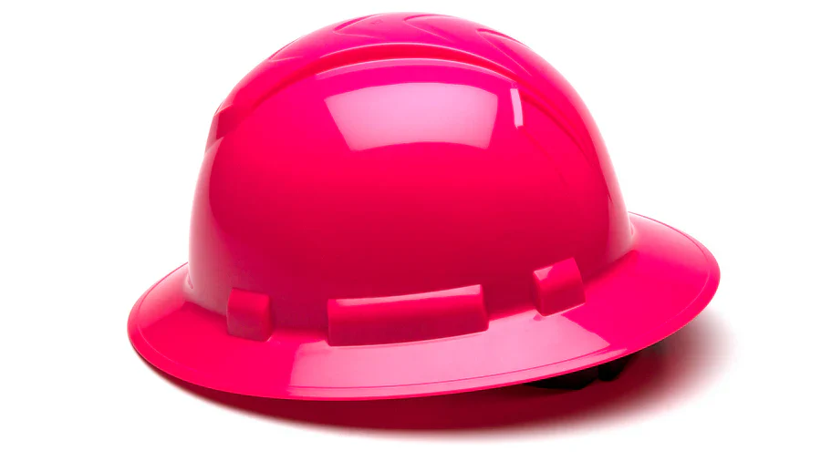 Pyramex Ridgeline Full Brim Hard Hat, 4-Point Ratchet Suspension, Hi-Vis Pink - Image 3