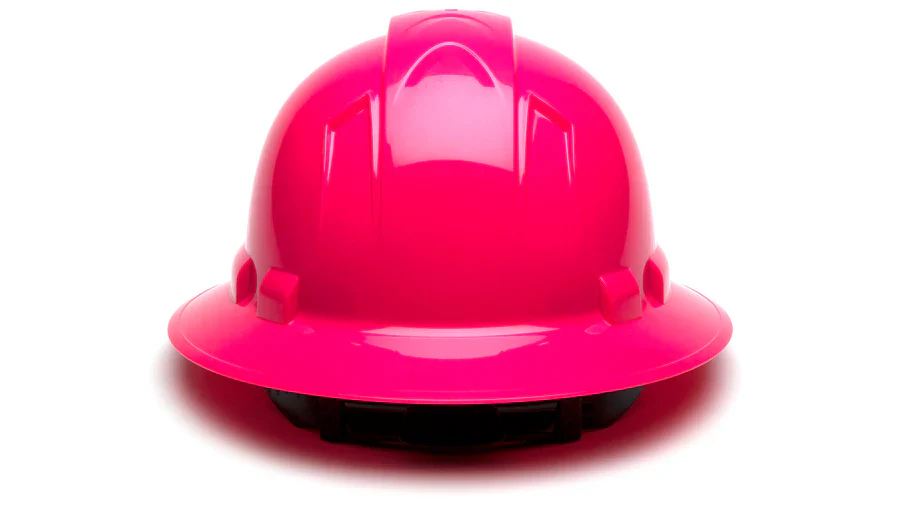 Pyramex Ridgeline Full Brim Hard Hat, 4-Point Ratchet Suspension, Hi-Vis Pink - Image 4
