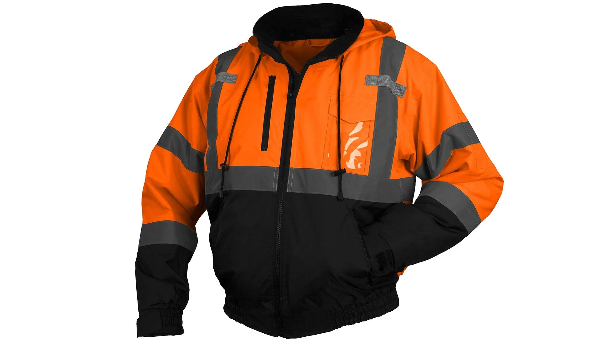 Pyramex RJ31 Series Waterproof Class 3 Fleece Bomber Safety Jacket, Hi Vis Orange, X-Large