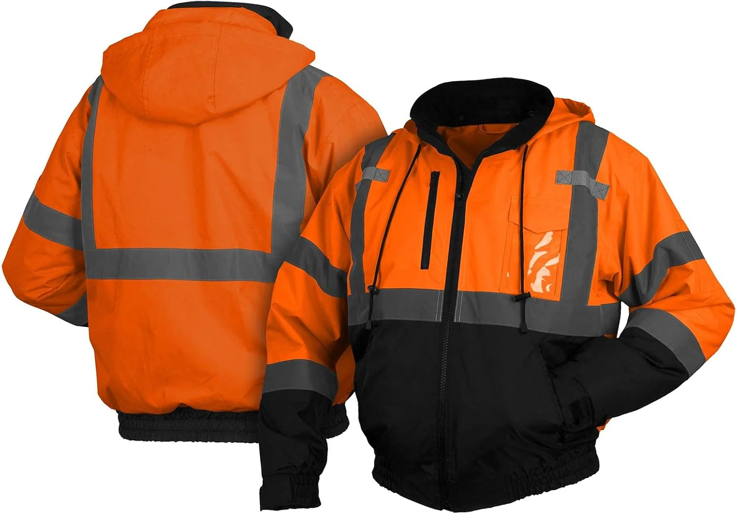Pyramex RJ31 Series Waterproof Class 3 Fleece Bomber Safety Jacket, Hi Vis Orange, X-Large - Image 4
