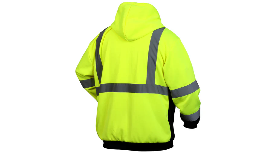 Pyramex Series Sweatshirts Hi-Vis Lime Zipper Safety Sweatshirt With Black Bottom - Size Small, Hi Vis Lime - Image 2