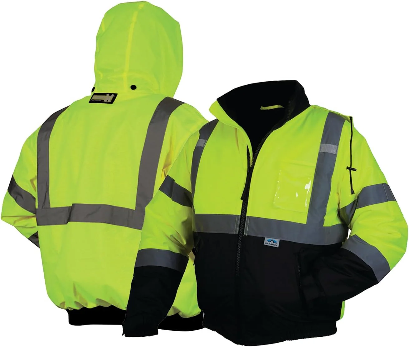 Pyramex RJ3210L Unisex Safety Jacket Hi-Vis Lime Bomber Jacket with Quilted Lining - Large - Image 5