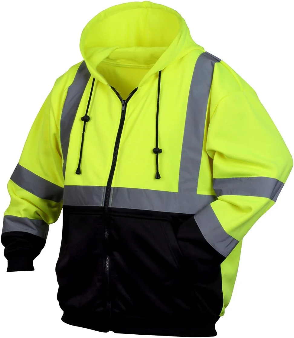 Pyramex RSZH32 Series Sweatshirts Hi Vis Lime Zipper Sweatshirt with Black Bottom - Image 3
