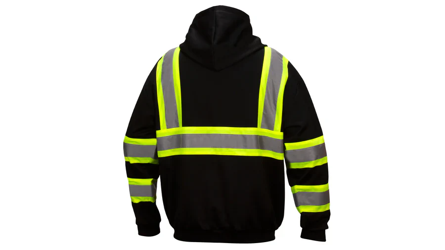 Pyramex Safety Series Enhanced Visibility Black Sweatshirt ANSI Type 0 Class 1 with Reflective Contrasting Tape, Large - Image 2