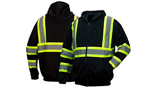 Pyramex Safety RSZH34 Series Enhanced Visibility Black Sweatshirt ANSI Type 0 Class 1 with reflective contrasting tape, small - Image 3
