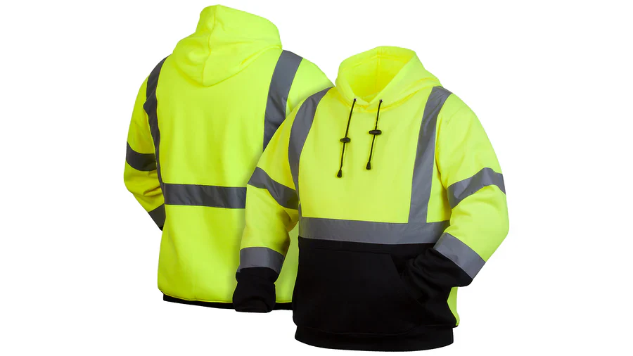 Pyramex Safety unisex adult Hoodie Pyramex Hi Vis Lime Safety Pullover Sweatshirt with Black Bottom Medium, Green, Medium US - Image 3