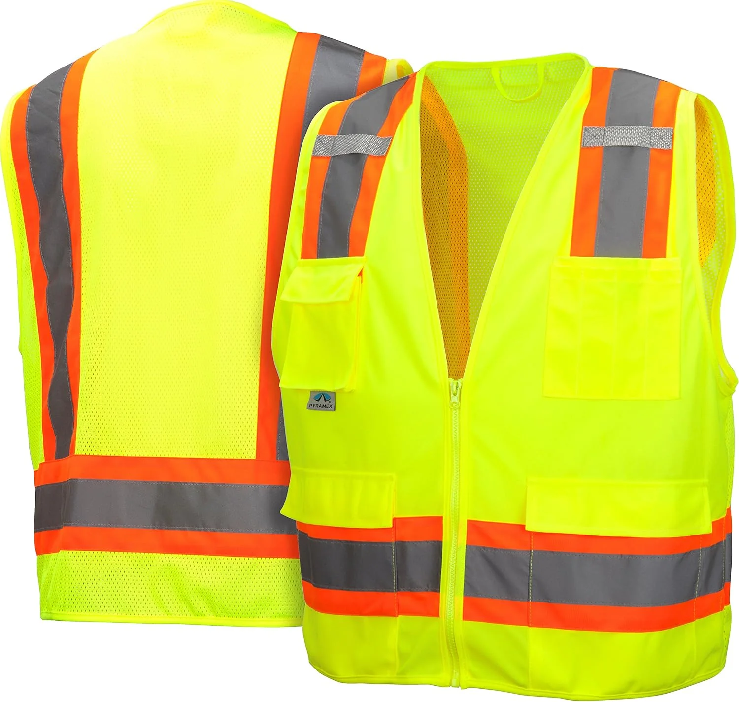 Pyramex Class 2 Surveyor's Safety Vest with 6 Pockets, Hi-Vis Lime, 4XL - Image 4