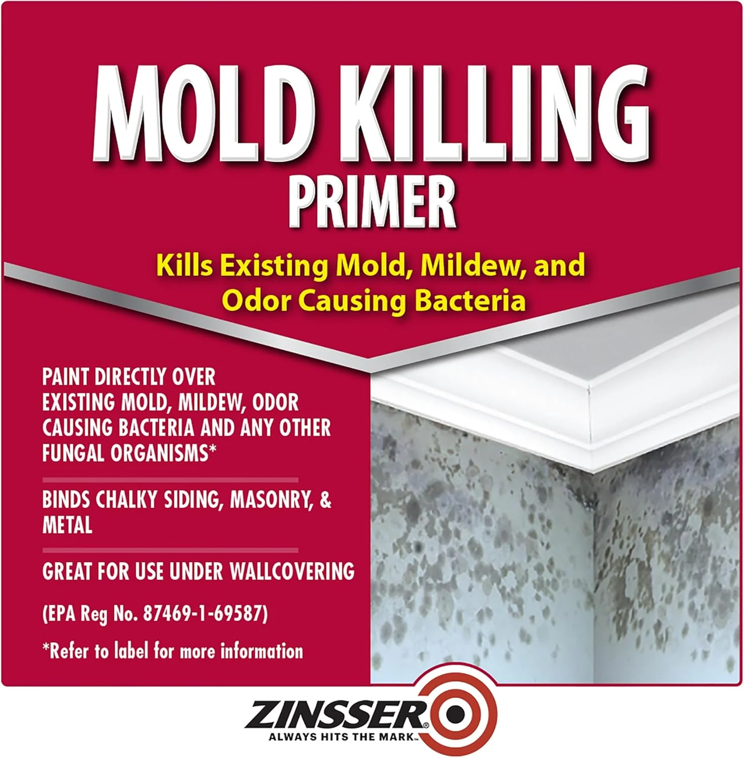 qt Zinsser 276087 White Zinsser, Mold Killing Primer Water-Based Mold Killing Primer - Image 3