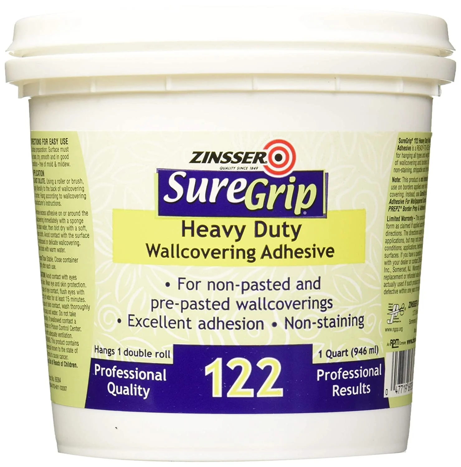 Zinsser 69384 Clear SureGrip Heavy Duty Strippable Wallcovering Adhesive - Image 2