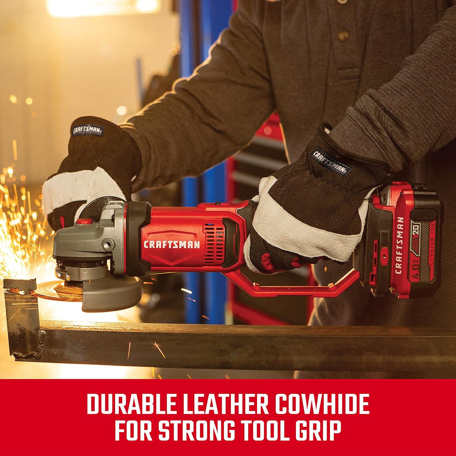 Radians CMXPGRA216L Craftsman Performance Hybrid Leather Work Glove, Red, Large (Pack of 1 Pair) - Image 6