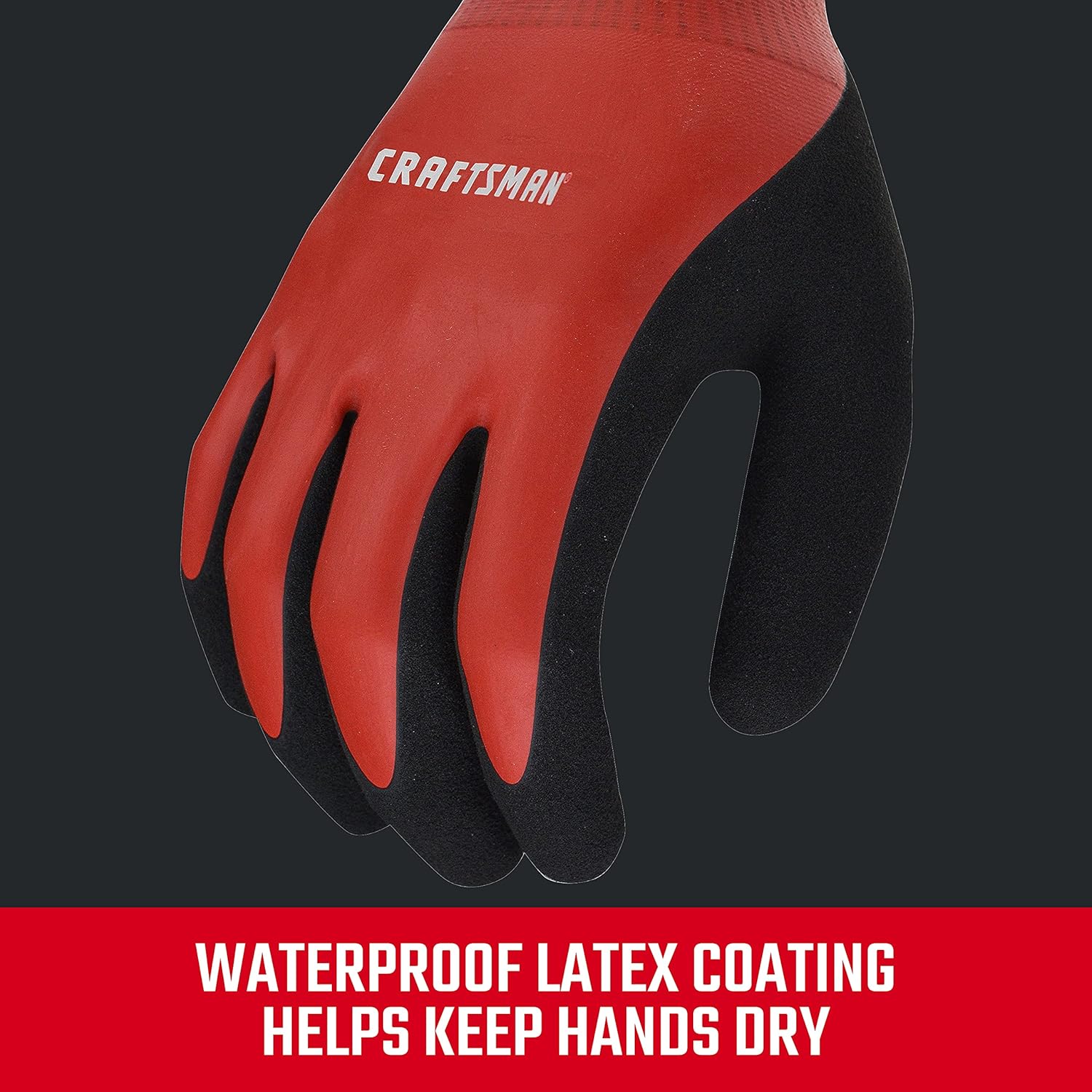 Radians CMXPGRA18L Craftsman Sandy Foam Latex Waterproof Grip Glove, Red, Large (Pack of 2) - Image 3