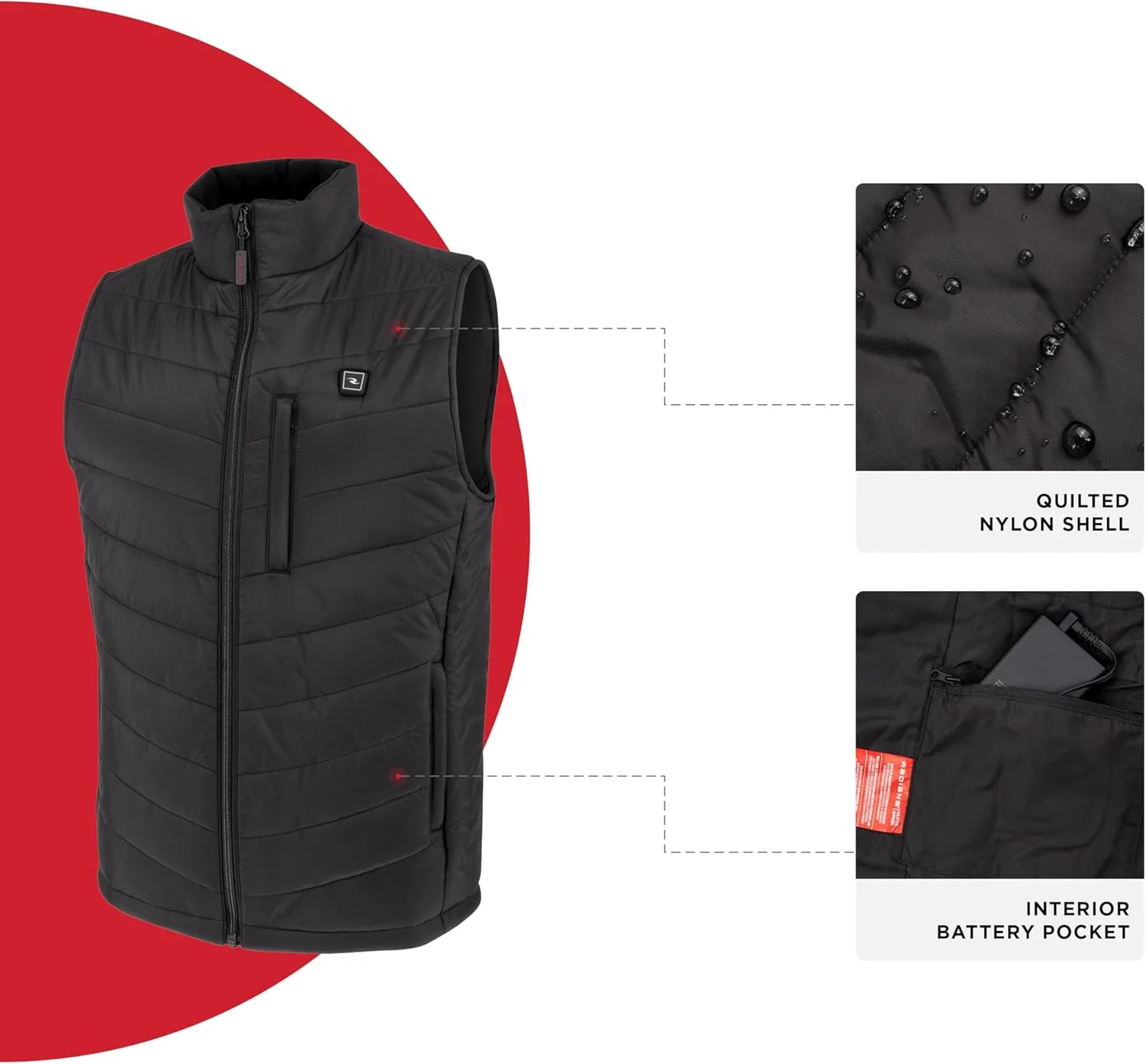 Radians (RHG-V200B-M) Men's Heated Apparel - Vest, Black, Medium - Image 5
