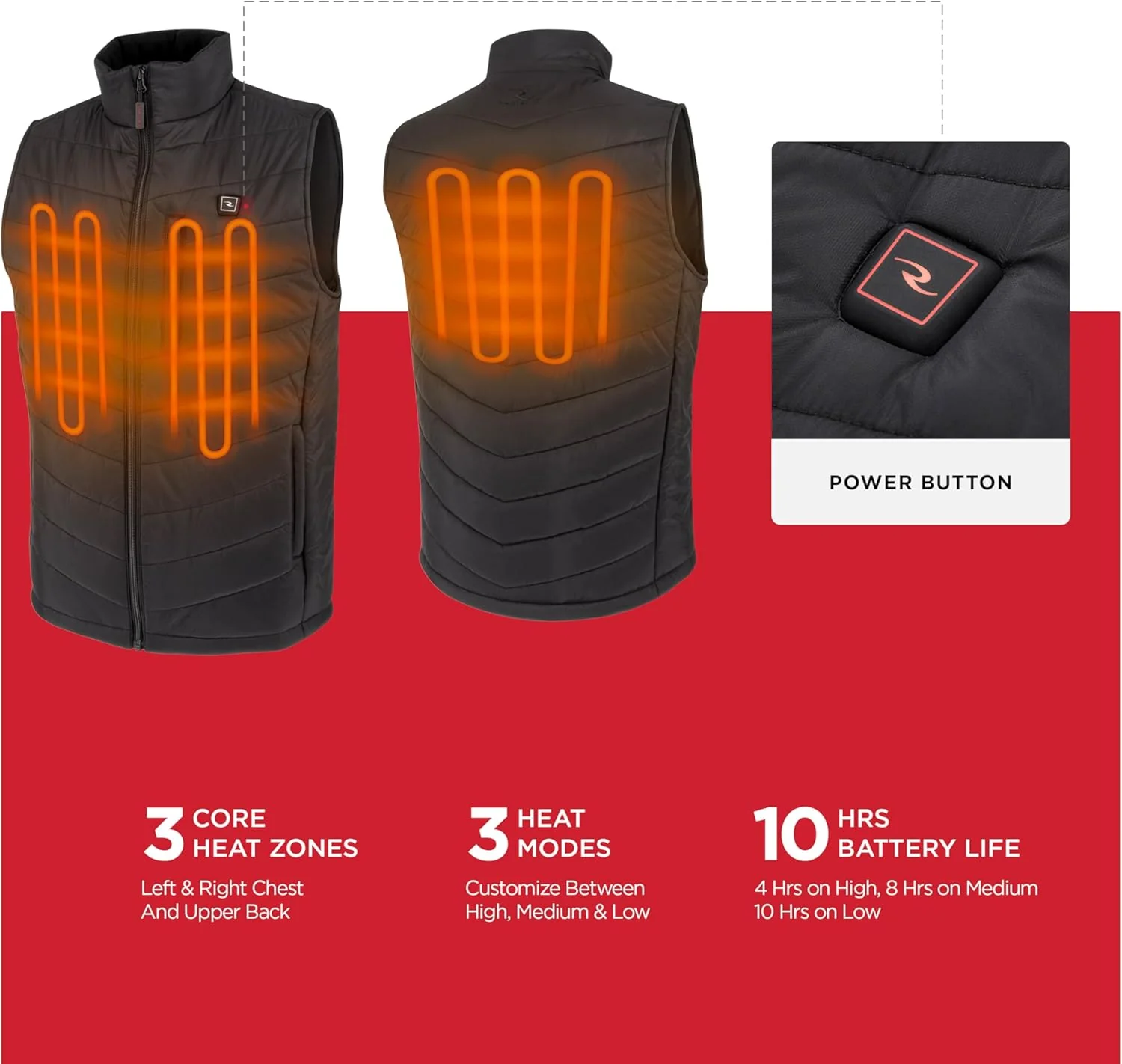Radians (RHG-V200B-XL) Men's Heated Apparel -  Vest, Black, X-Large - Image 4