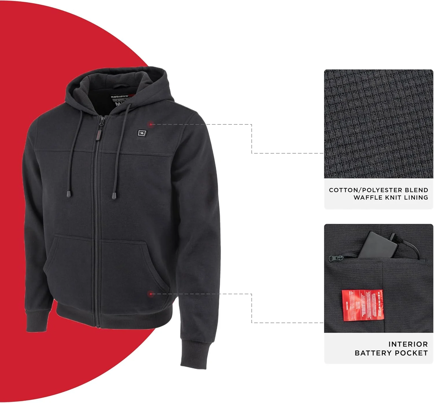 Radians (RHG-H300G-S) Men's Standard Heated Apparel - Jackets, Gray, Small - Image 5