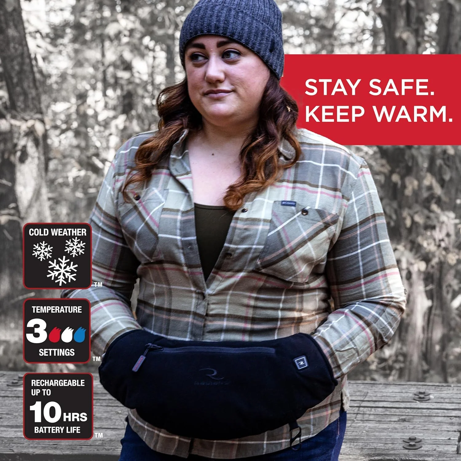 Radians (RHG-A900) Wind Resistant Cold Weather Heated Hand Warmer Kit with Battery - Black - Image 3