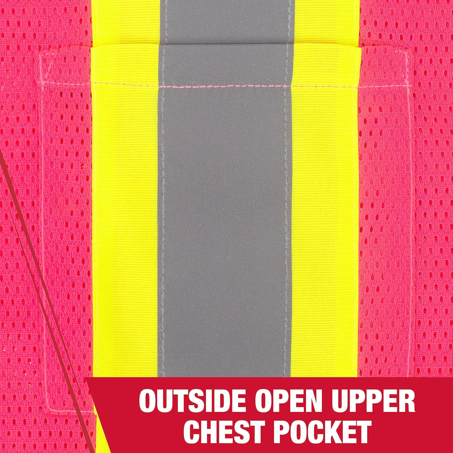 Radians SV22-1 Economy Type O Class 1 Safety Vest, Pink Mesh with Contrasting Tape, Size Small - Image 5