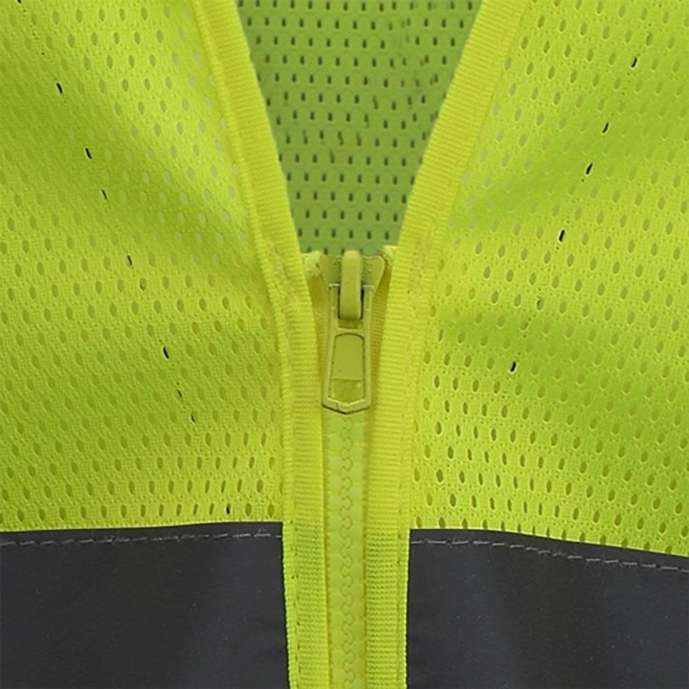 Radians Polyester Mesh Economy Class 2 High Visibility Vest with Zipper Closure Safety, Green, Large - Image 2