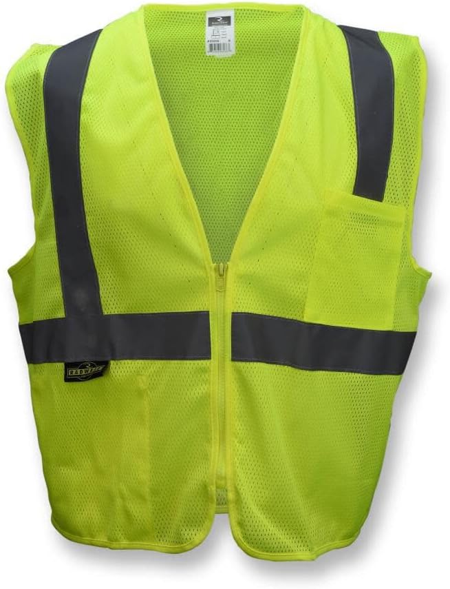 Radians Polyester Mesh Economy Class 2 High Visibility Vest with Zipper Closure Safety, Green, Large - Image 4