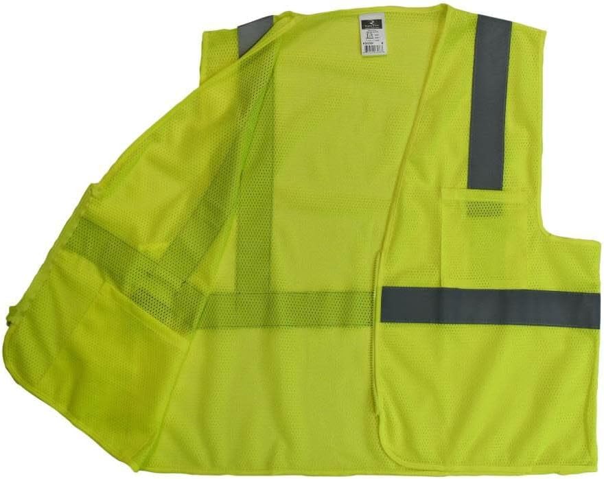 Radians Polyester Mesh Economy Class 2 High Visibility Vest with Zipper Closure Safety, Green, Large - Image 6