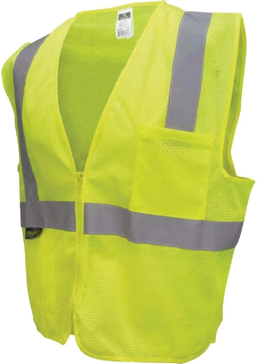 Radians SV2ZGMXL Polyester Mesh Economy Class 2 High Visibility Vest with Zipper Closure, X-Large, Green - Image 2
