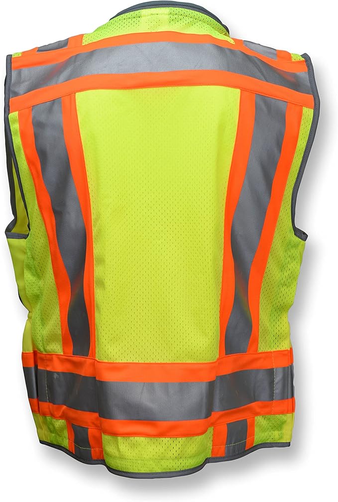 Radians SV55 Class 2 Heavy Woven Two Tone Engineer Vest with Padded Neck to Support Extra Weight in Cargo Pockets, Green, 3X-Large. - Image 2