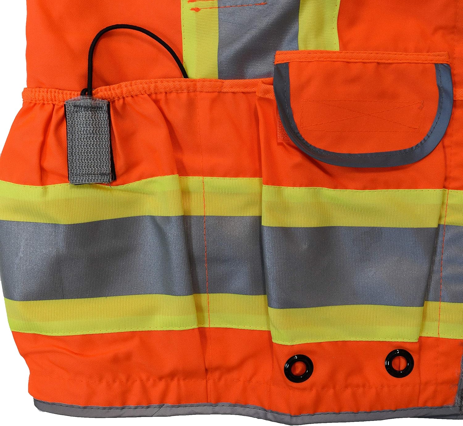 Radians SV55 Class 2 Heavy Woven Two Tone Engineer Vest with Padded Neck to Support Extra Weight in Cargo Pockets Large Orange - Image 6