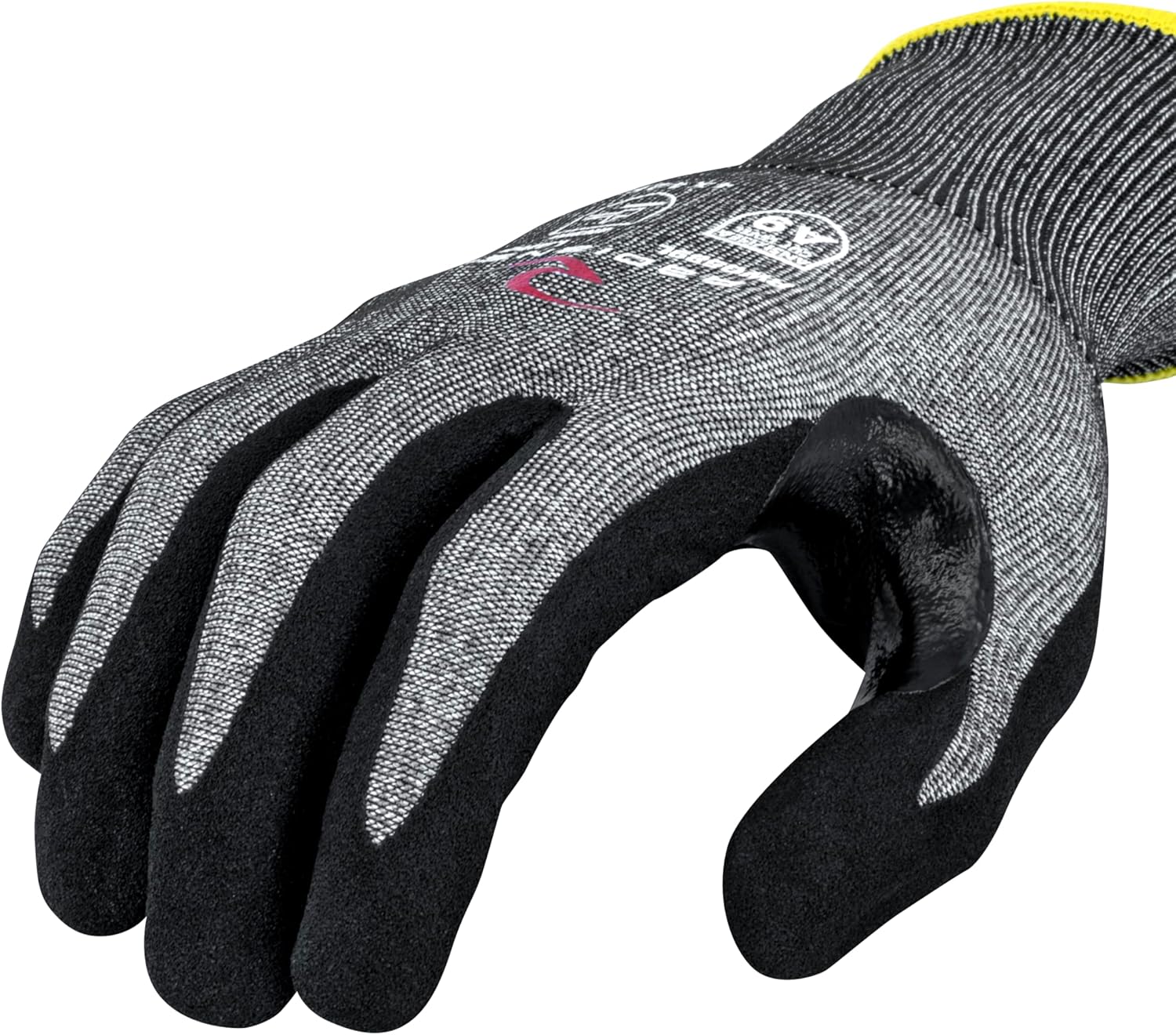 Radians RWG589M Unisex Touchscreen Cut Level A9 Sandy Foam Nitrile Coated Cut Resistant Work Glove, Gray Shell/Black Palm, Medium - Image 2