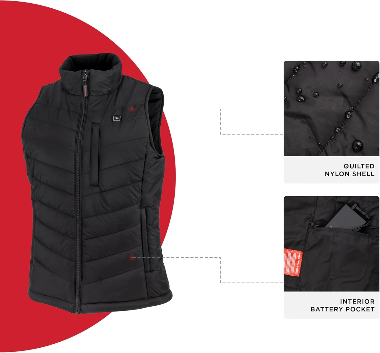 Radians (RHG-V201B-2X) Women's Heated Puffer Vest Kit with Battery, Black, XX-Large - Image 5